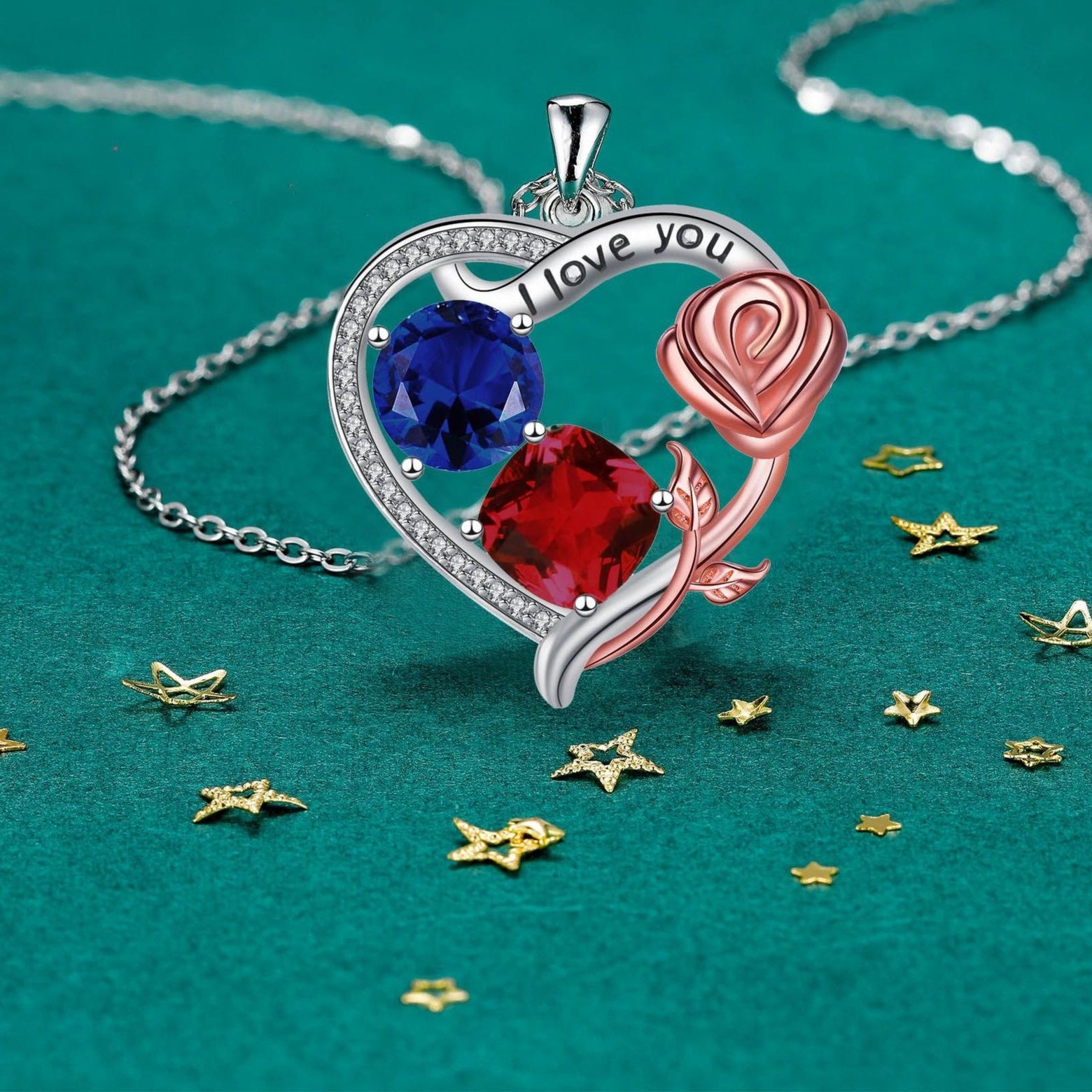 Ornament Love Pendant Rose Necklace