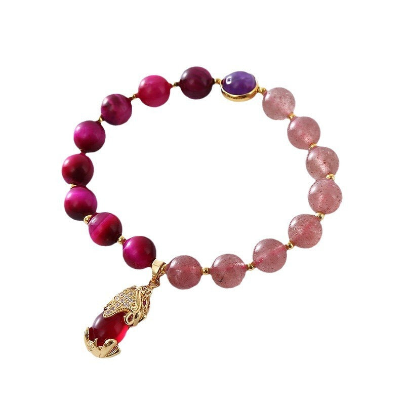 Natural Strawberry Crystal Fashionable Bracelet For Women