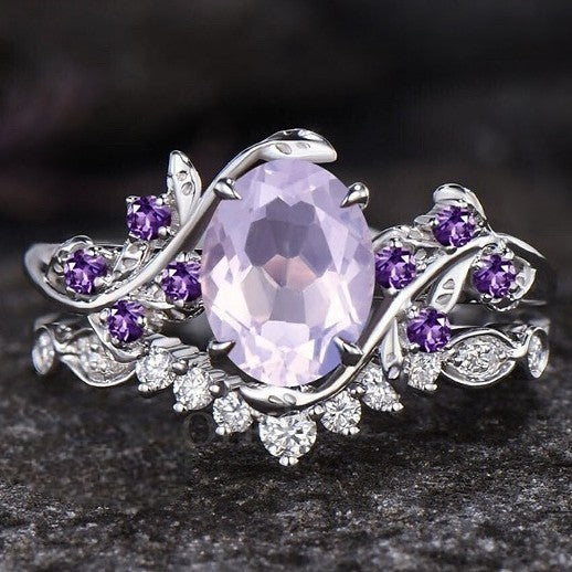 European And American Engagement Women's Inlaid Amethyst Ring Ring
