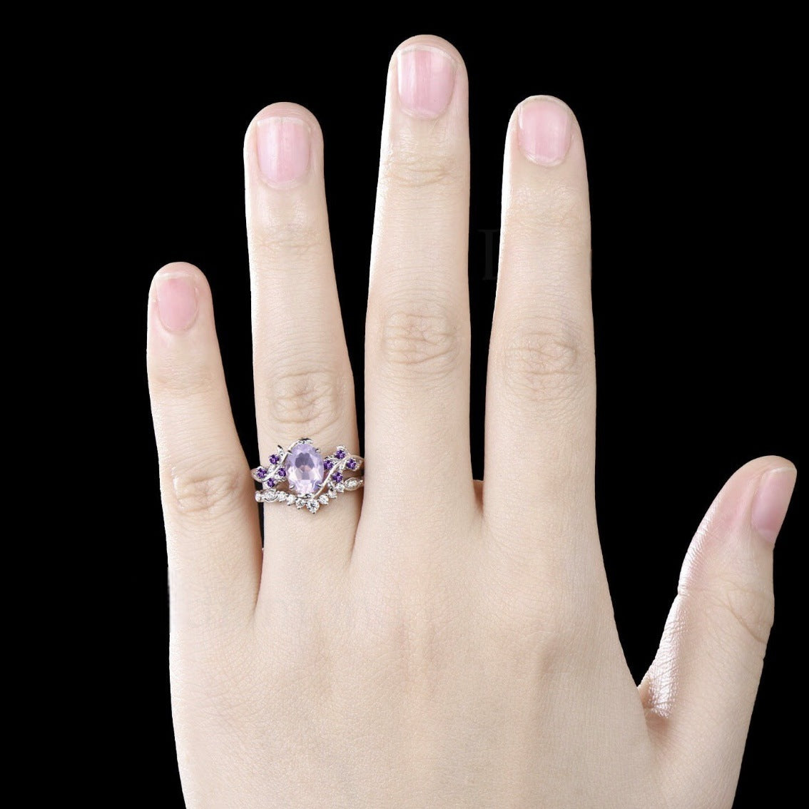 European And American Engagement Women's Inlaid Amethyst Ring Ring