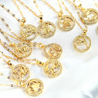 Golden Twelve Constellation Pendant Necklace INS Style