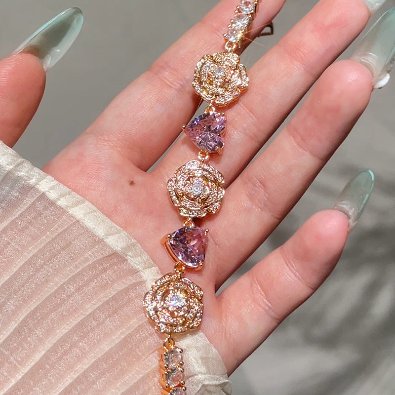 Women's Heart-shaped Rose Bracelet