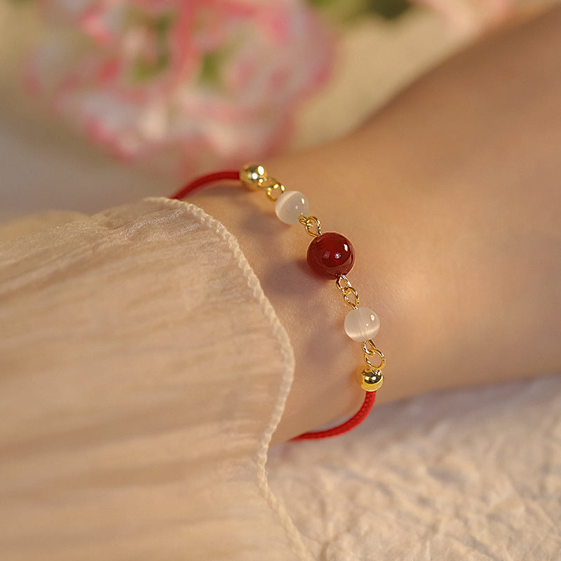 Simple Red Agate Bracelet Female Birth Year Lucky