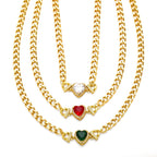 Necklace Hip Hop Cuban Link Chain Loving Heart Zircon Stitching Necklace
