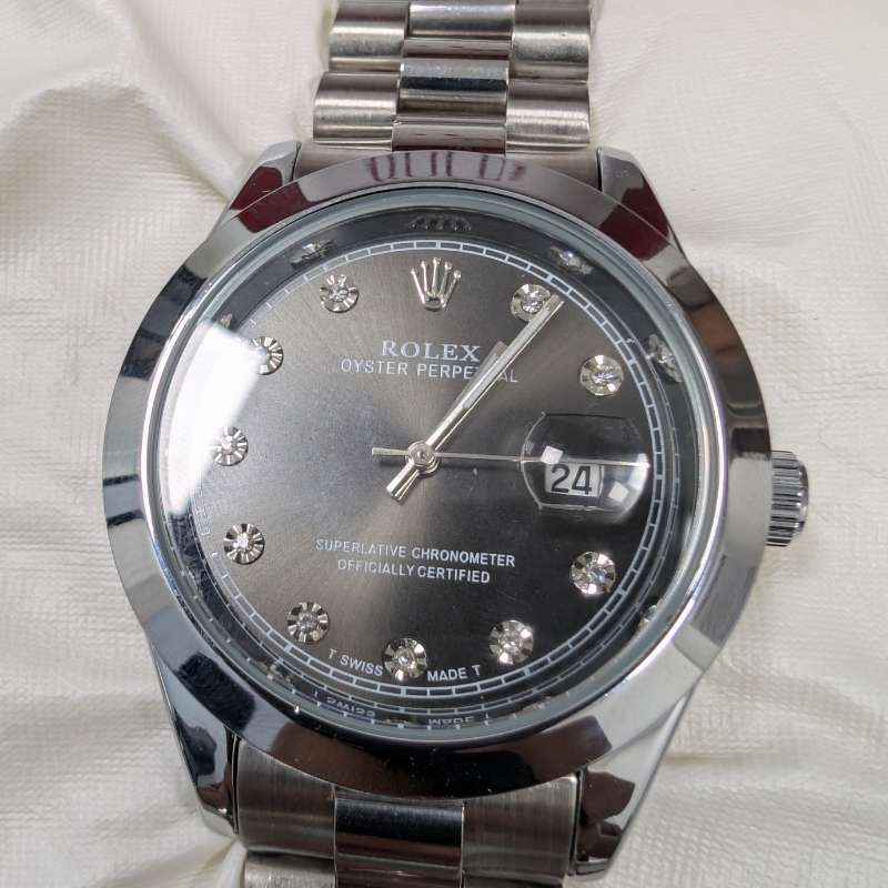 Rolex Silver Golden Quartz Blue Dial Watch