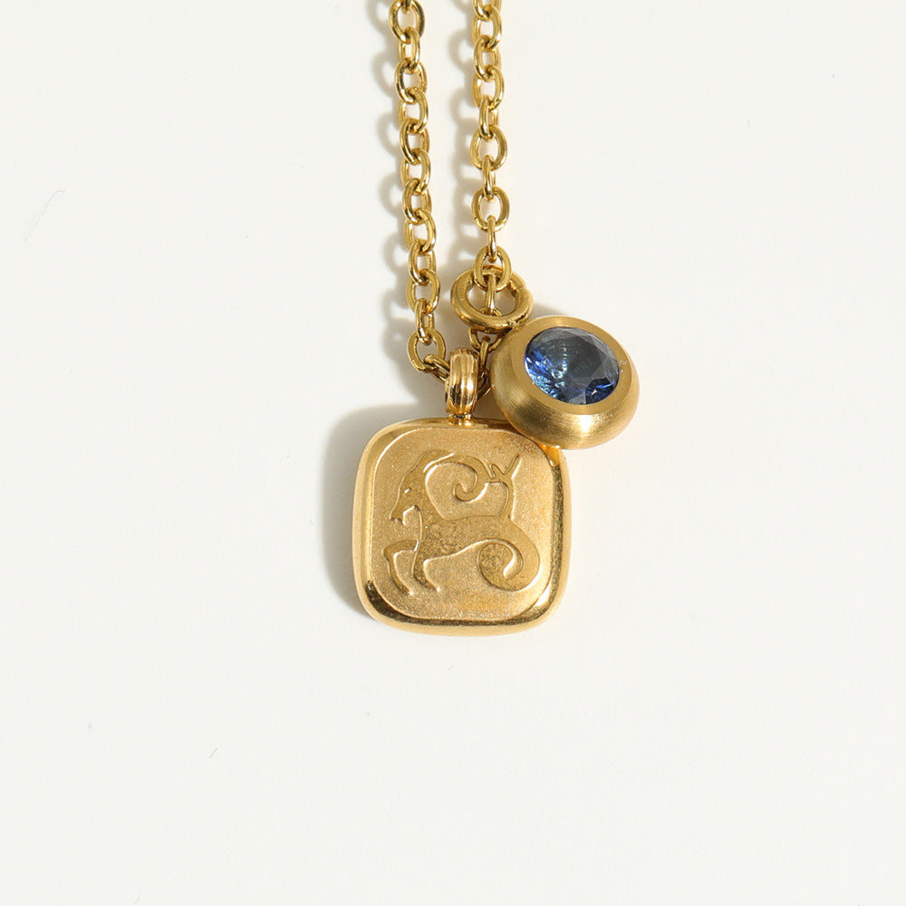 December Birthday Stone Pendant High Color Retention Necklace