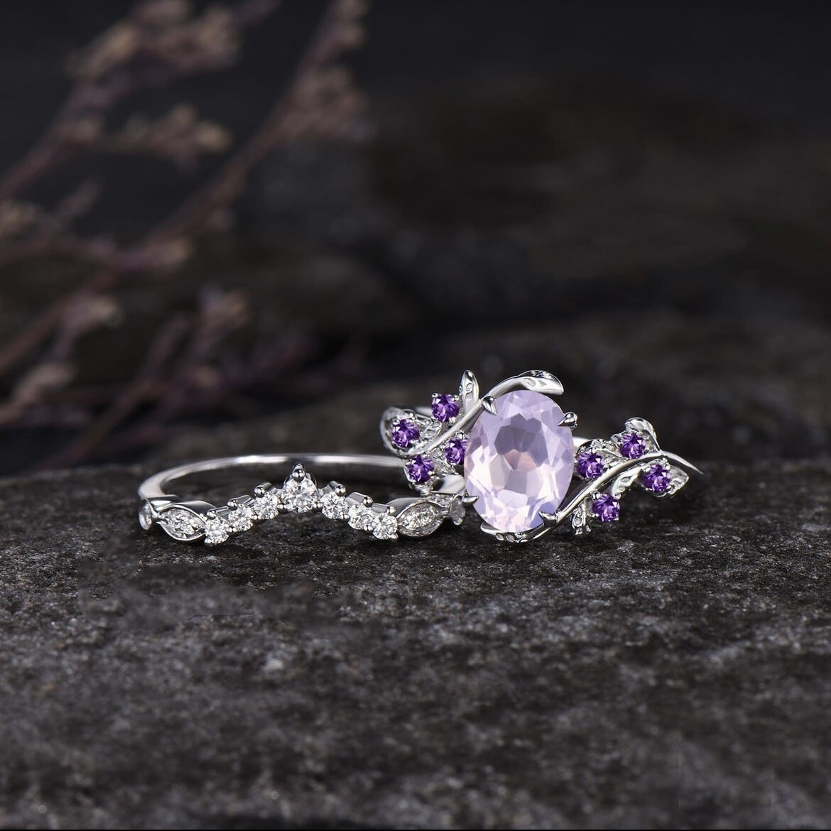 European And American Engagement Women's Inlaid Amethyst Ring Ring