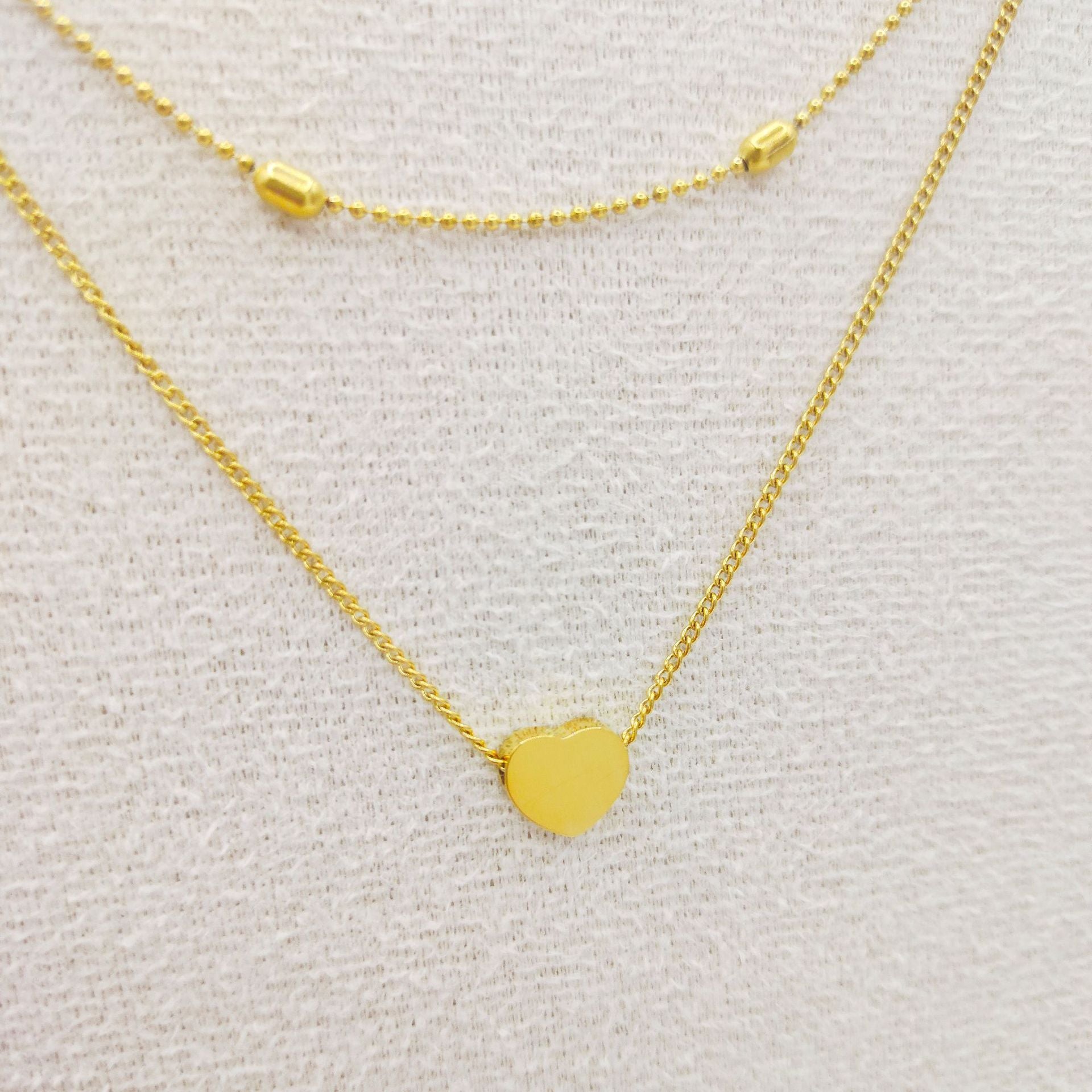 Heart-shaped Stainless Steel Double-layer Necklace