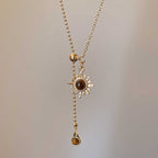Sunflower Artificial Tigereye Stitching Drawable Necklace