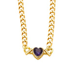 Necklace Hip Hop Cuban Link Chain Loving Heart Zircon Stitching Necklace