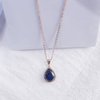 Water Drop Rose Gold Rhinestone Elegant Pink Color Necklace