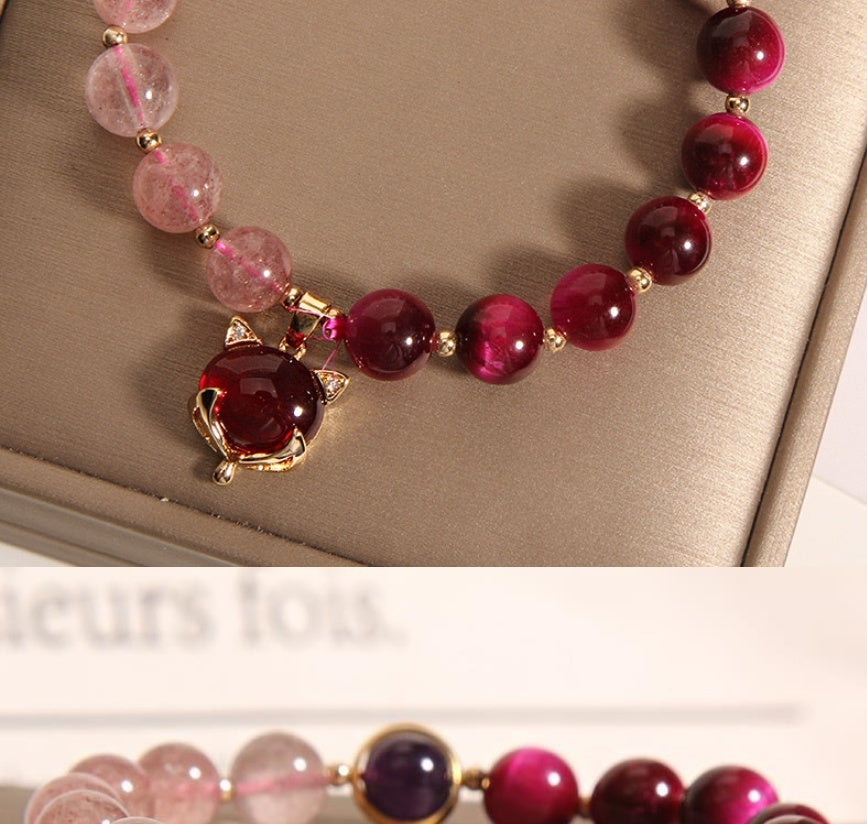 Natural Strawberry Crystal Fashionable Bracelet For Women