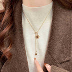 Sunflower Artificial Tigereye Stitching Drawable Necklace