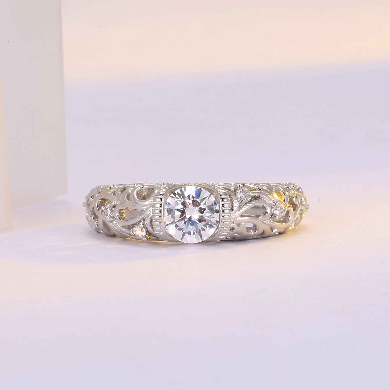 White Gold Plated Zircon Ring Jewelry Ornament
