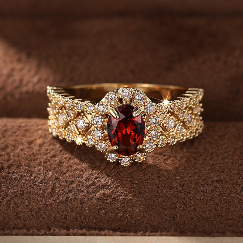 Retro Affordable Luxury Personality Inlaid Zircon Fashion Single Ring