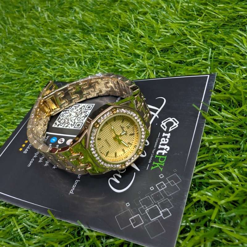 Watch Aogili Gold Chain With Gold Octagonal Dial