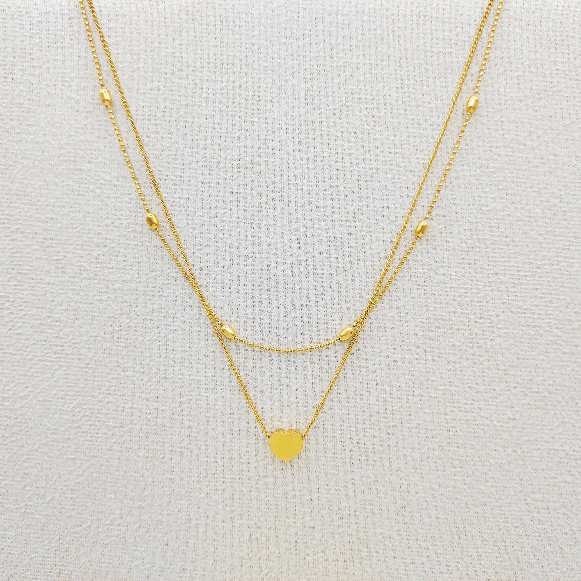 Heart-shaped Stainless Steel Double-layer Necklace