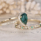 Water Drop Zircon With Diamond Women's Ring Set