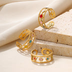 Simple Stainless Steel Hollow Sun Dripping Ring