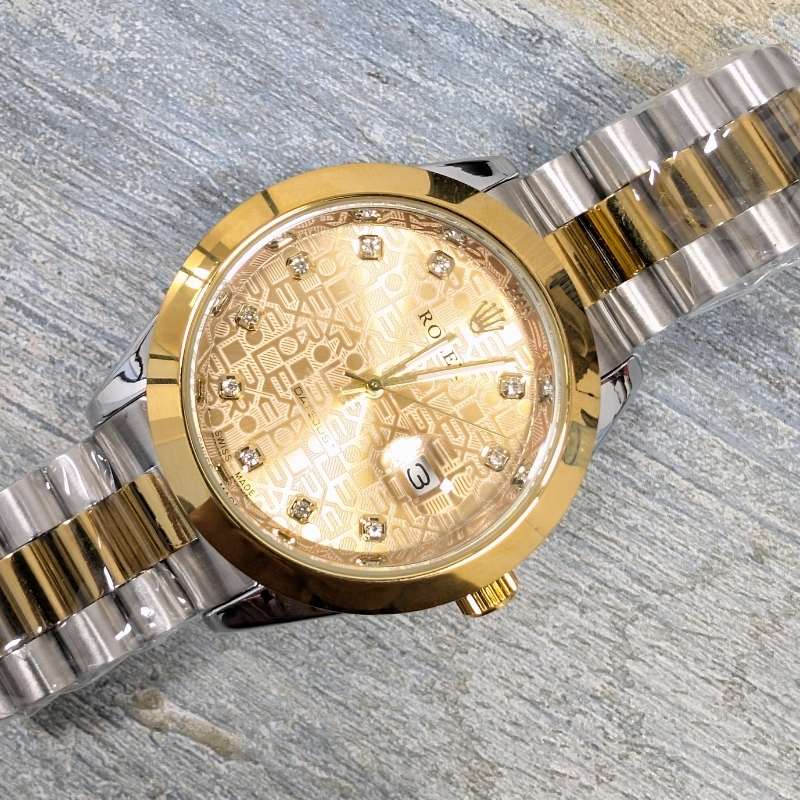 Rolex Silver Golden Color Quartz Dial Watch