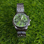 FNGEEN Silver Chain with Green Big Dial