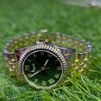 Aogili Golden Chain With Green Round Dial