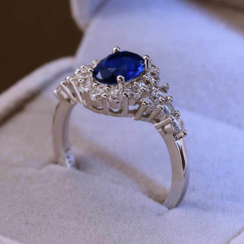 High-grade Blue Zircon Real Gold Ring