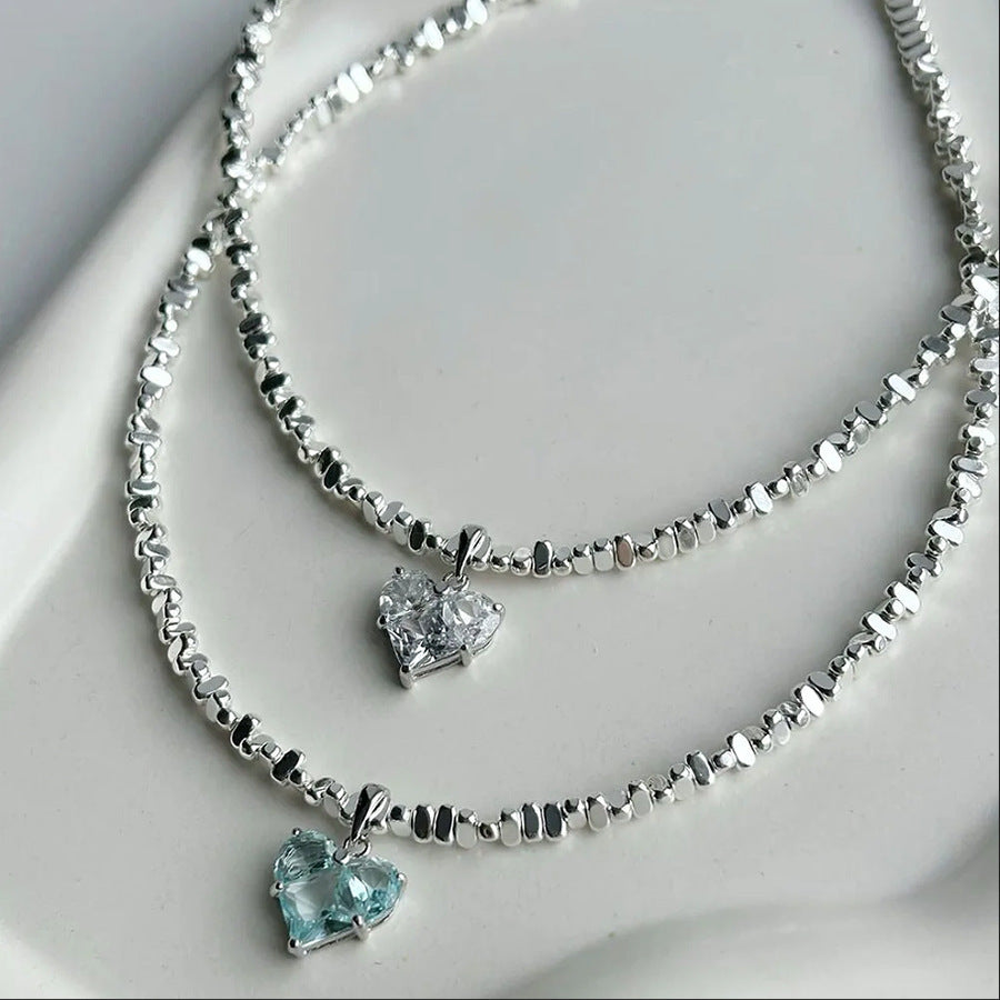 Super Copper Inlaid Zircon Love Pendant Necklace Summer Irregular