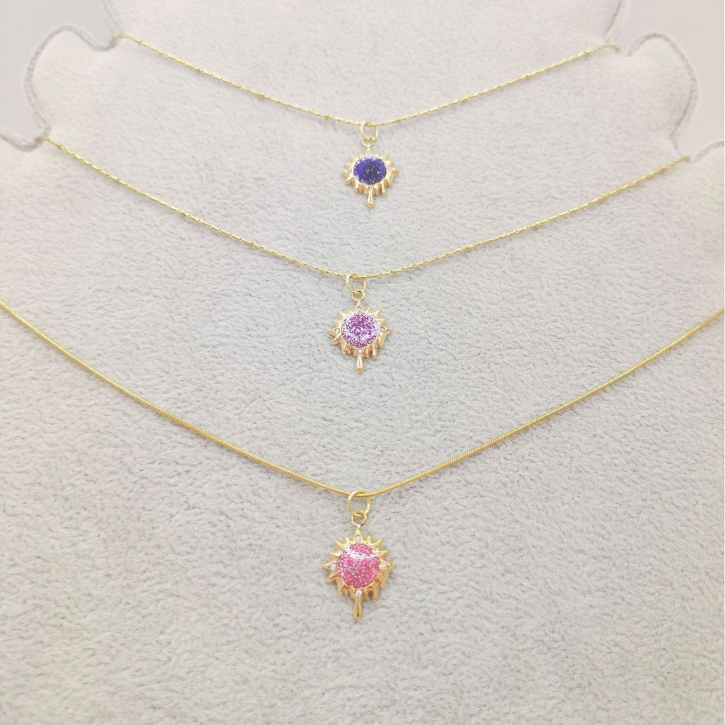 Round Copper Micro Rhinestone Necklace For Women
