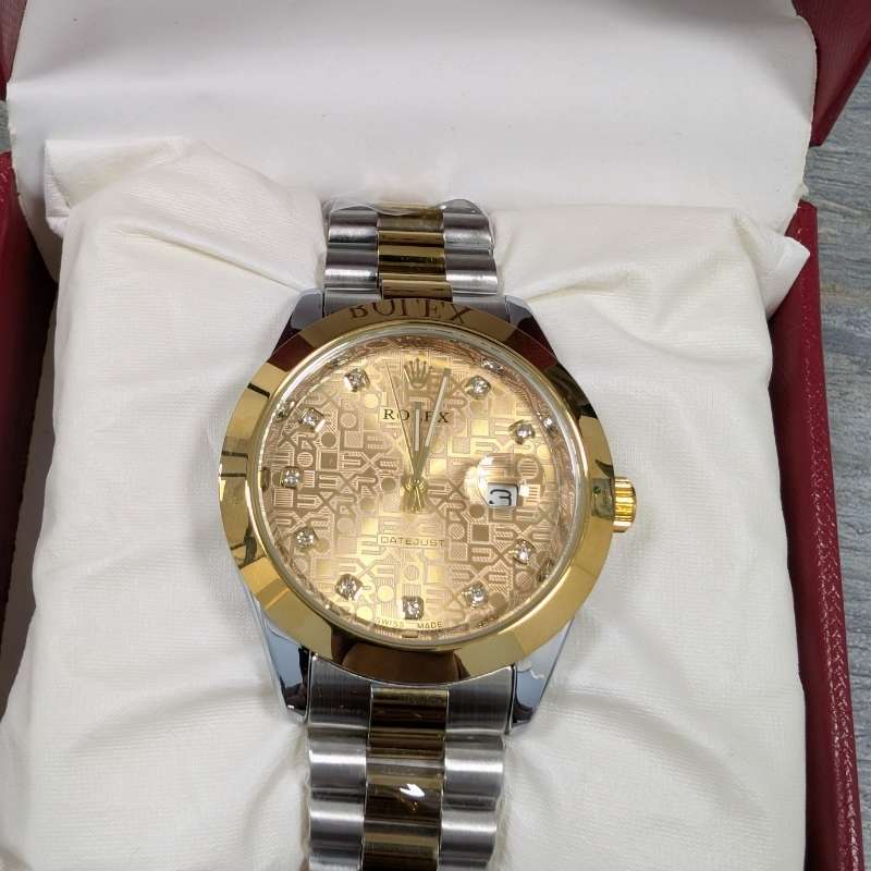 Rolex Silver Golden Color Quartz Dial Watch