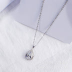 Water Drop Rose Gold Rhinestone Elegant Pink Color Necklace