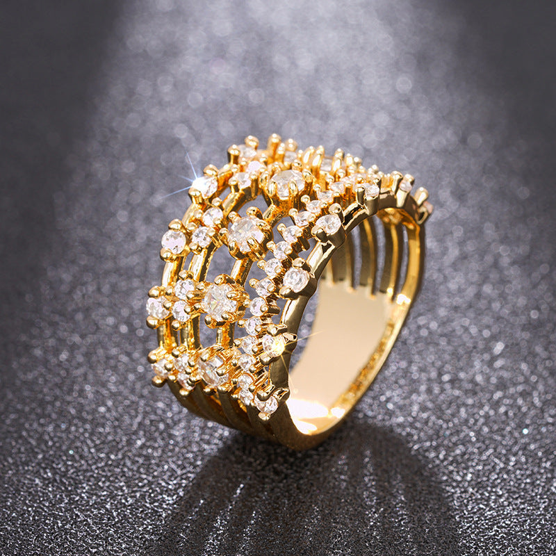 Arrangement And Combination Light Luxury Multi-line Design Ring