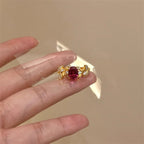 Pigeon Blood Red Zircon Brushed Ring