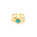 Colored Loving Heart Hollow Open-end Titanium Steel Adjustable Ring