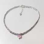 Super Copper Inlaid Zircon Love Pendant Necklace Summer Irregular