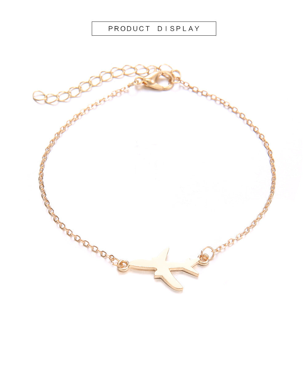 European And American Bohemian Aircraft Map Charm Bracelet 3-piece Set For Women