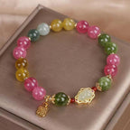 Color Tourmaline Gourd Blessing Card Bracelet
