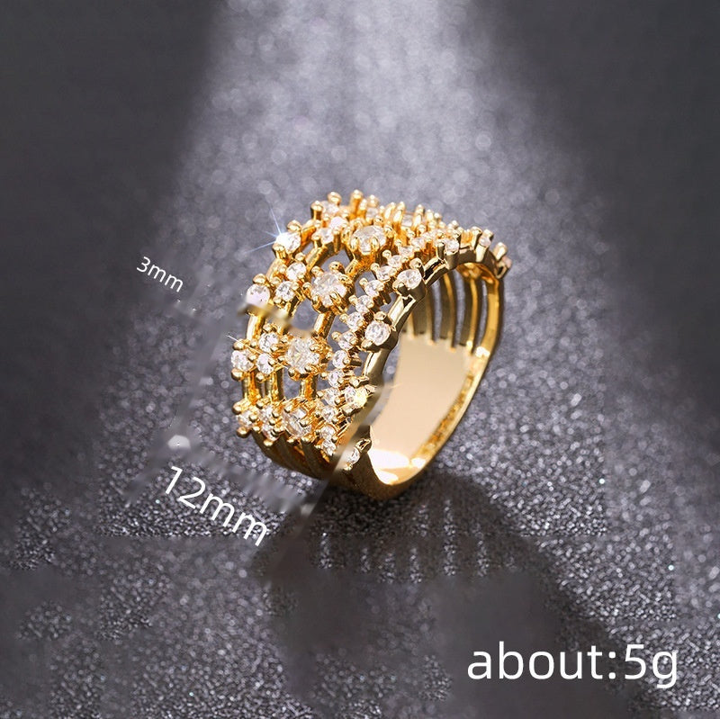 Arrangement And Combination Light Luxury Multi-line Design Ring