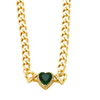 Necklace Hip Hop Cuban Link Chain Loving Heart Zircon Stitching Necklace