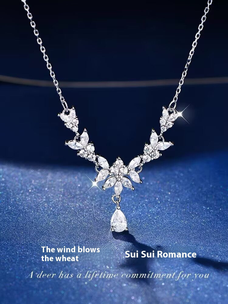 Autumn Summer New White Copper Romantic Wheat Necklace For Women