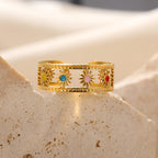 Simple Stainless Steel Hollow Sun Dripping Ring