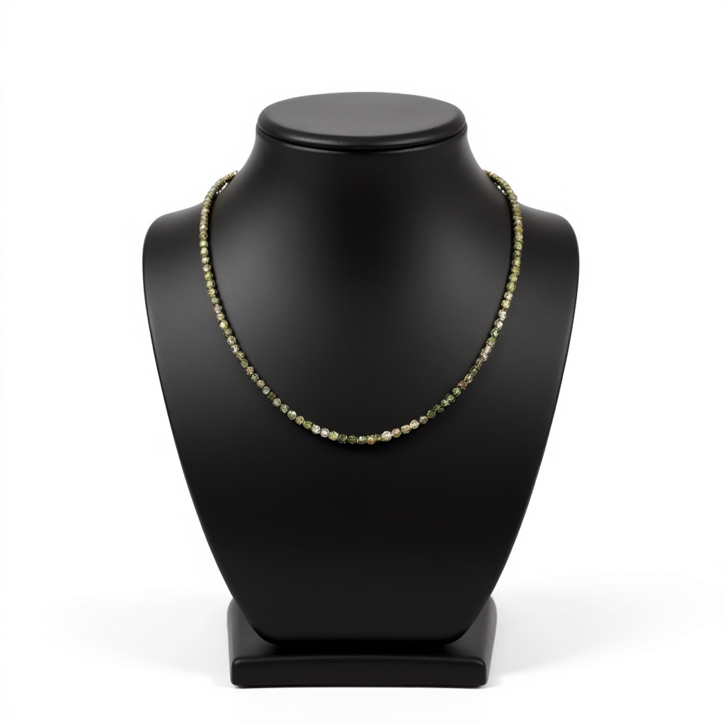 Vintage Green Beaded Zircon Necklace