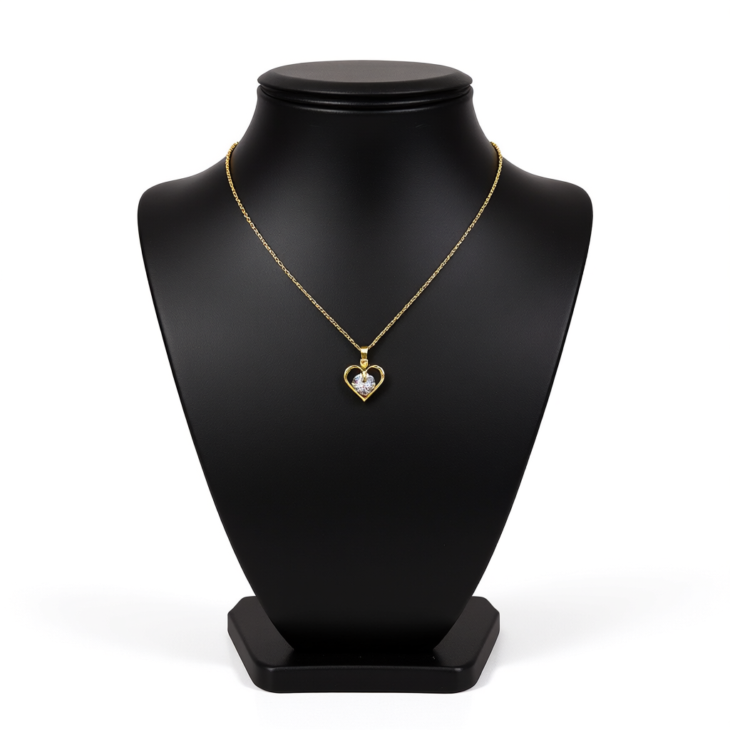 Light Luxury Temperament Real Gold Gorgeous Loving Heart Zircon Necklace For Women