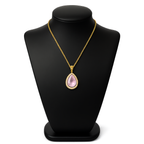 Water Drop Rose Gold Rhinestone Elegant Pink Color Necklace