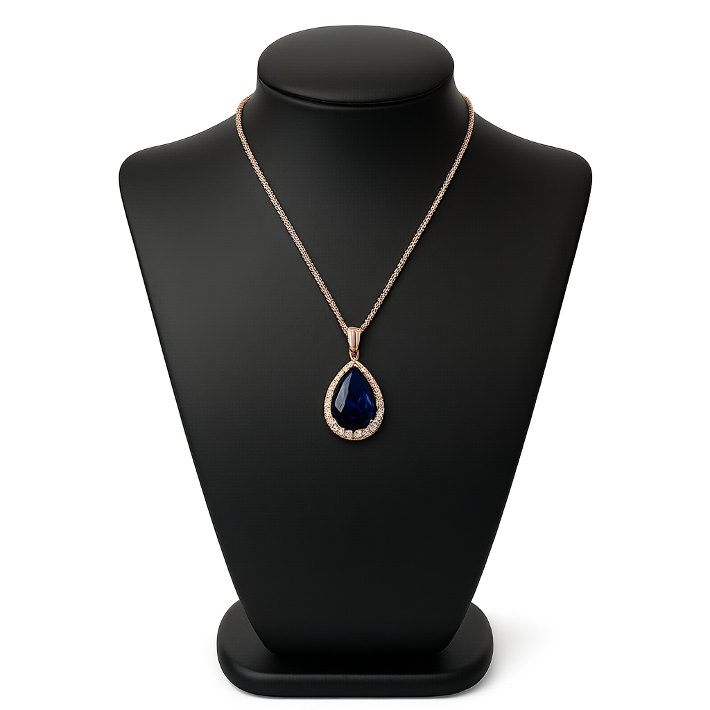 Water Drop Rose Gold Rhinestone Elegant Pink Color Necklace