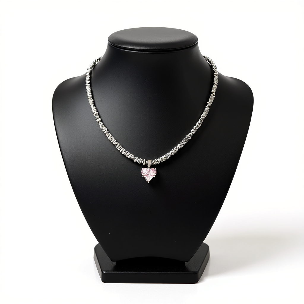 Super Copper Inlaid Zircon Love Pendant Necklace Summer Irregular