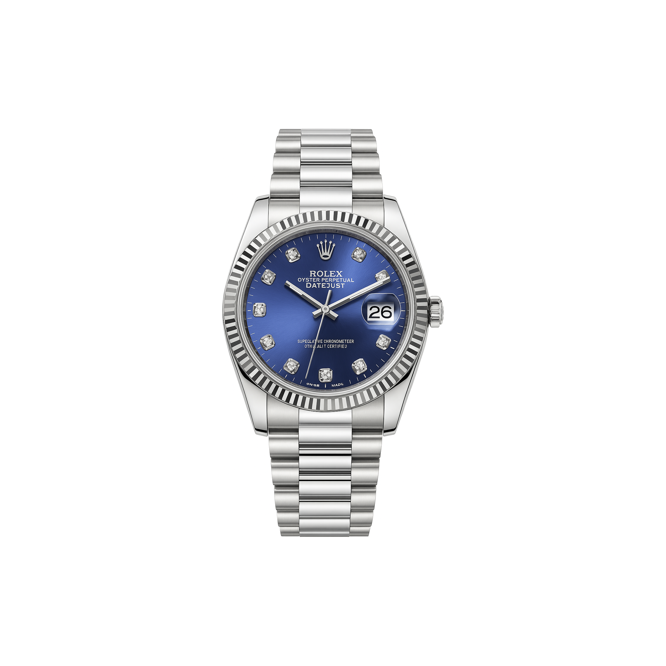 Rolex Silver Quartz Blue Dial Watch