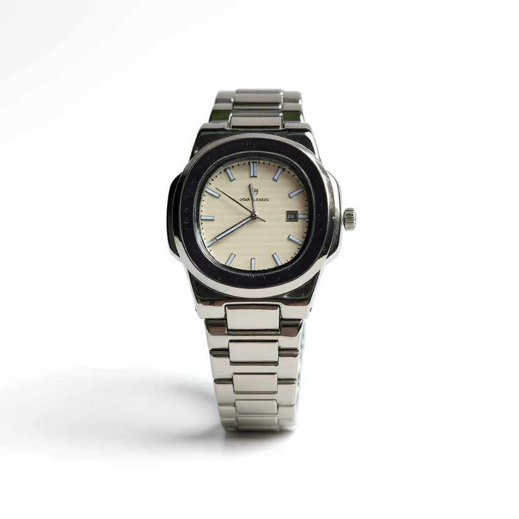 Watch Diamond Blue Silver with White Dial