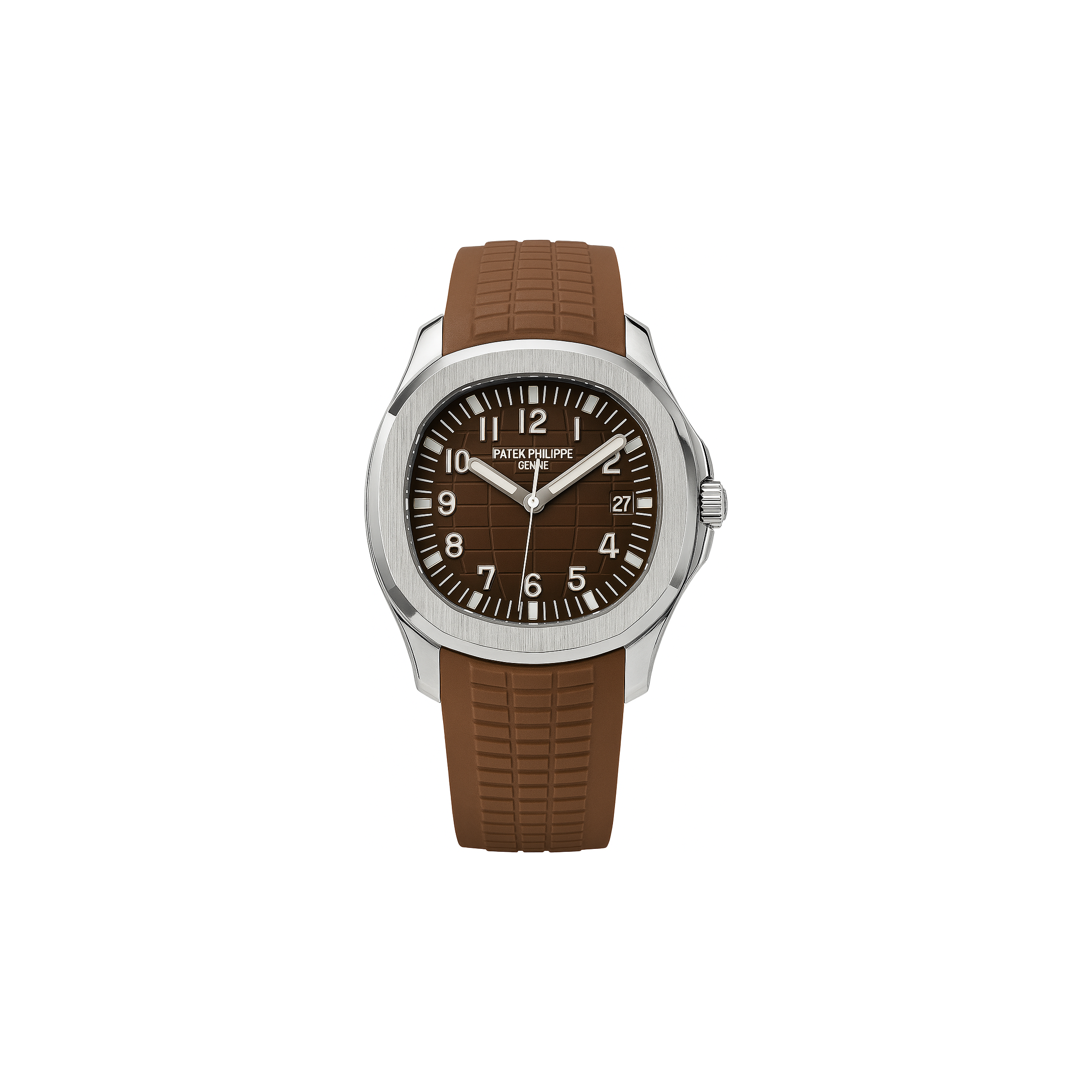 Watch Patek Phillippe Brown Silicon Strap & Quartz Dial
