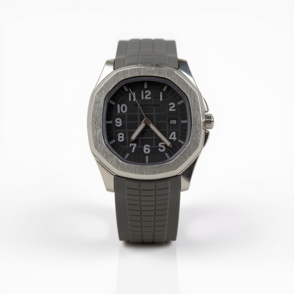 Watch Patek Phillippe Grey Silicon Strap & White Quartz Dial